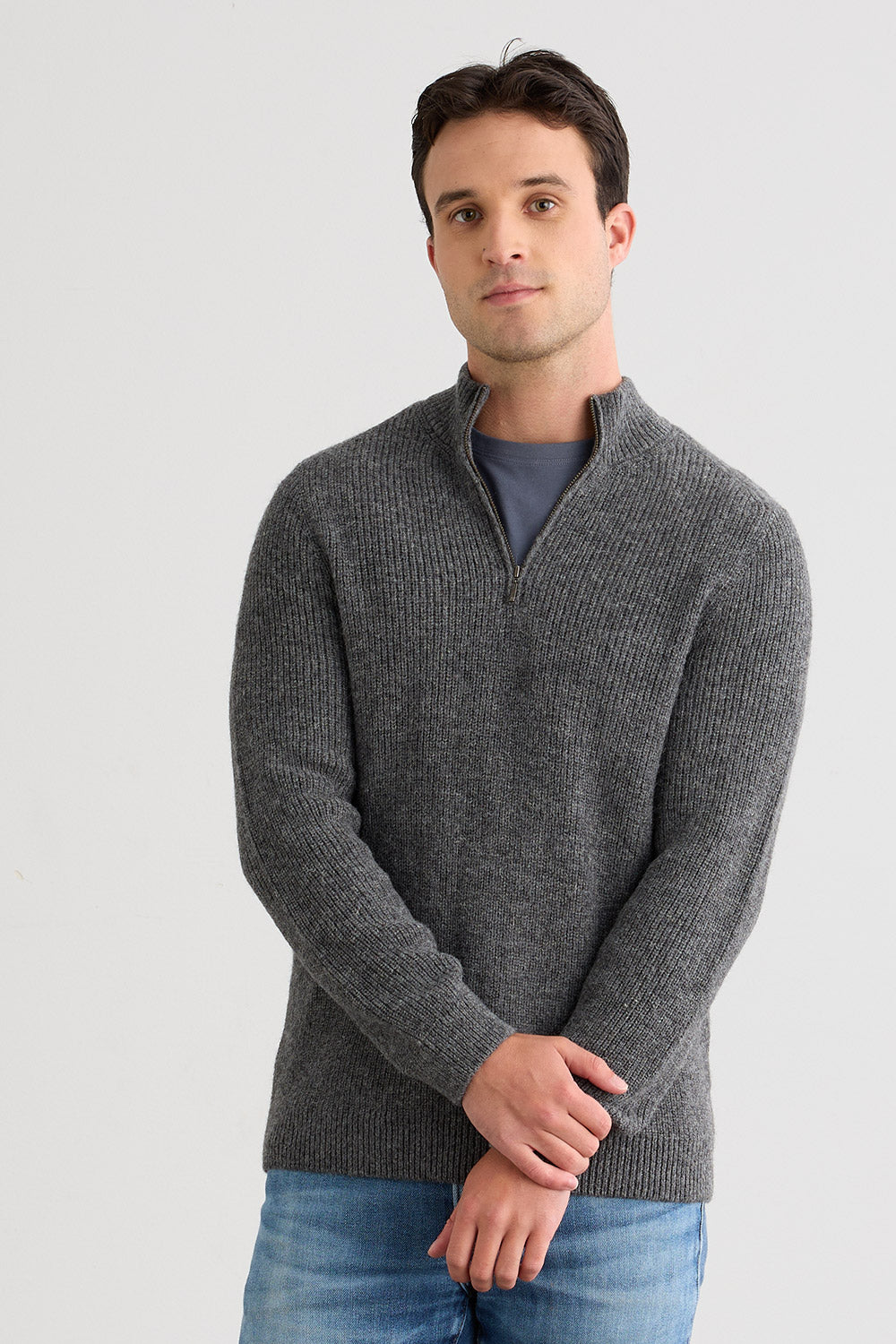 Men's Baby Alpaca Quarter Zip Pullover Sweater from Fair Indigo