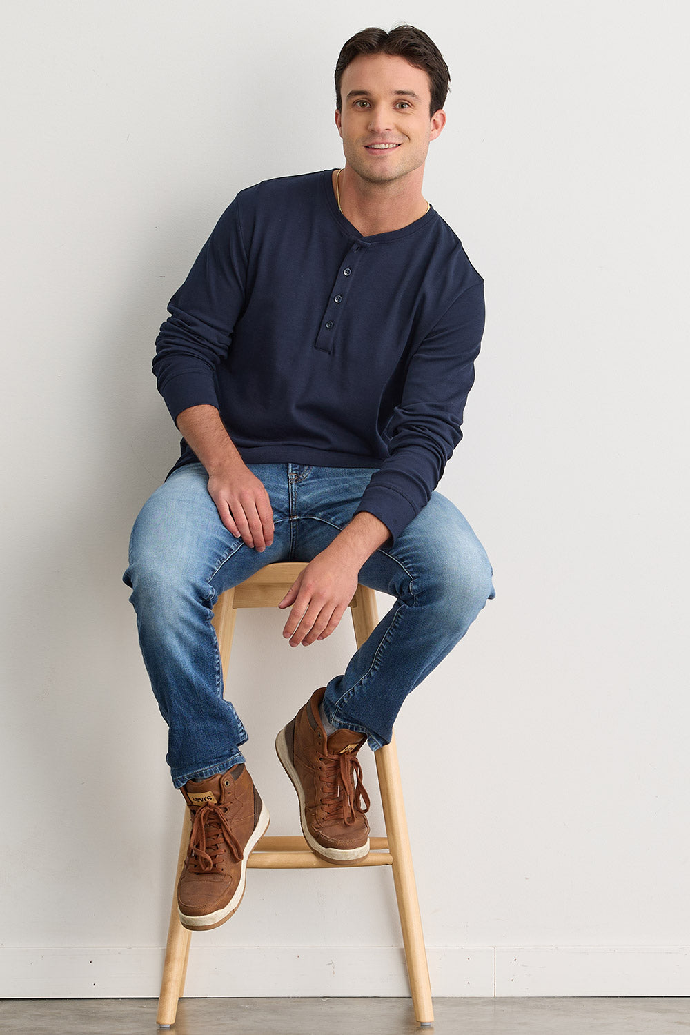 Men's Luxe 100% Organic Cotton Long Sleeve Henley from Fair Indigo