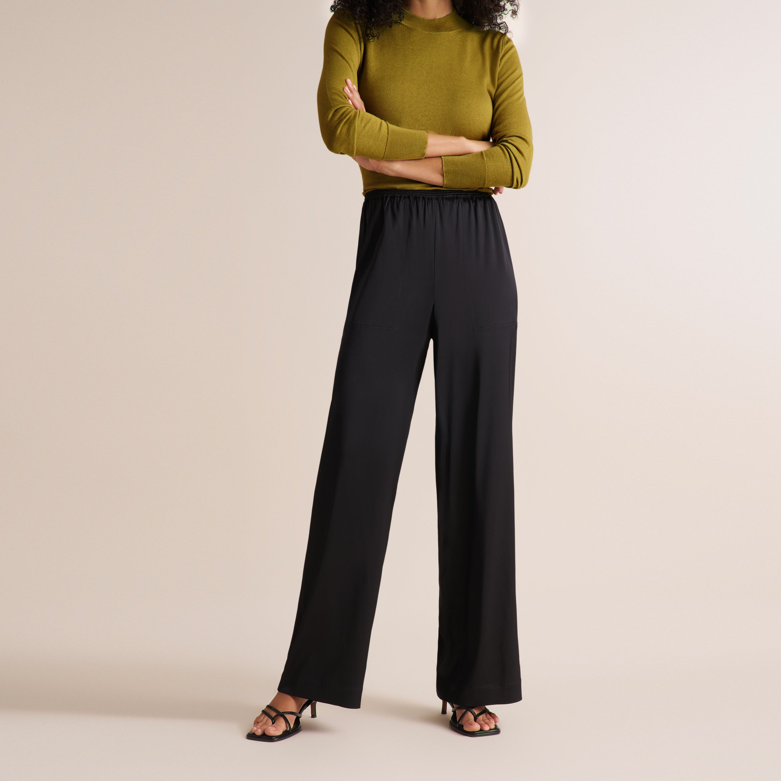 Rumi Off Duty Pant - Everyday Satin :: Black from M.M.LaFleur