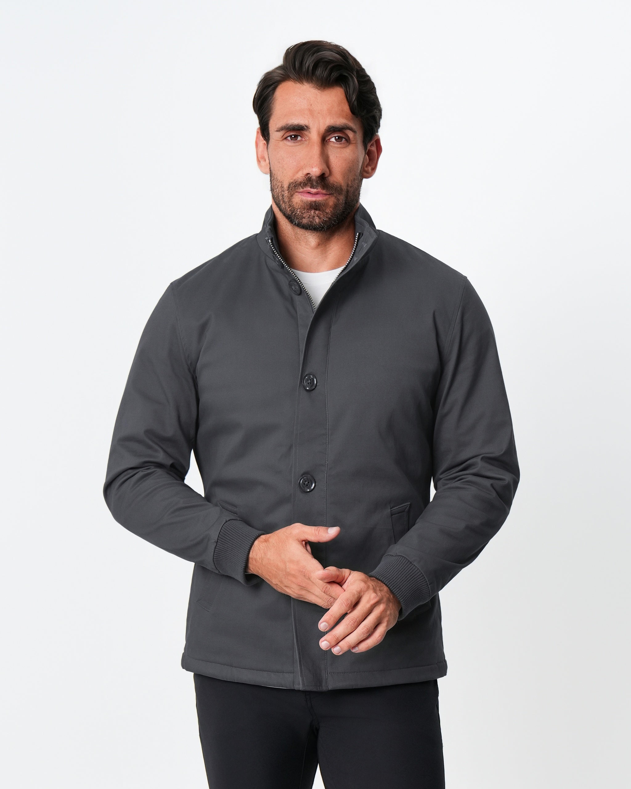Brushed Cotton Quilted Jacket - Charcoal from State & Liberty