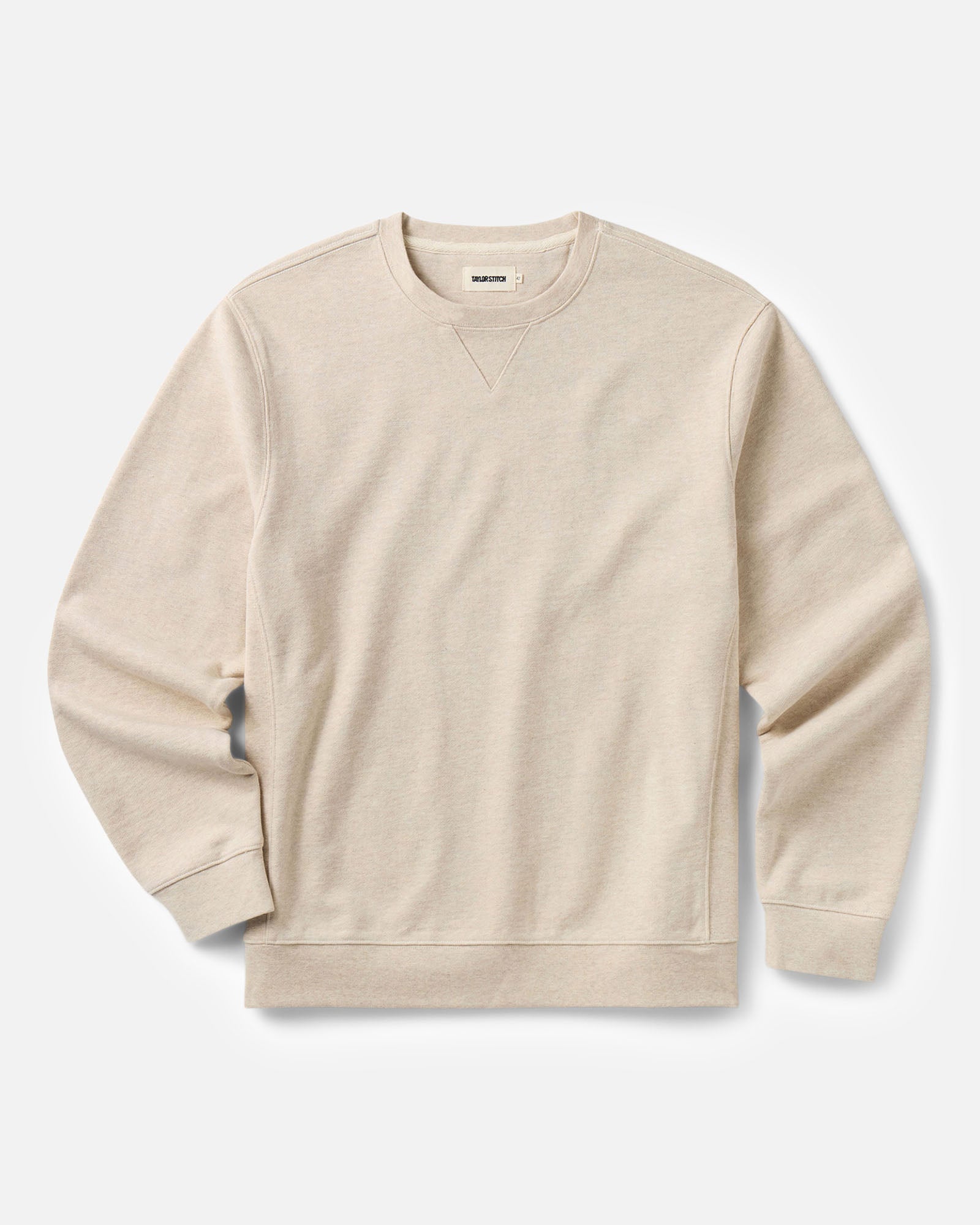 The Sunset Crew in Heather Oat Terry from Taylor Stitch