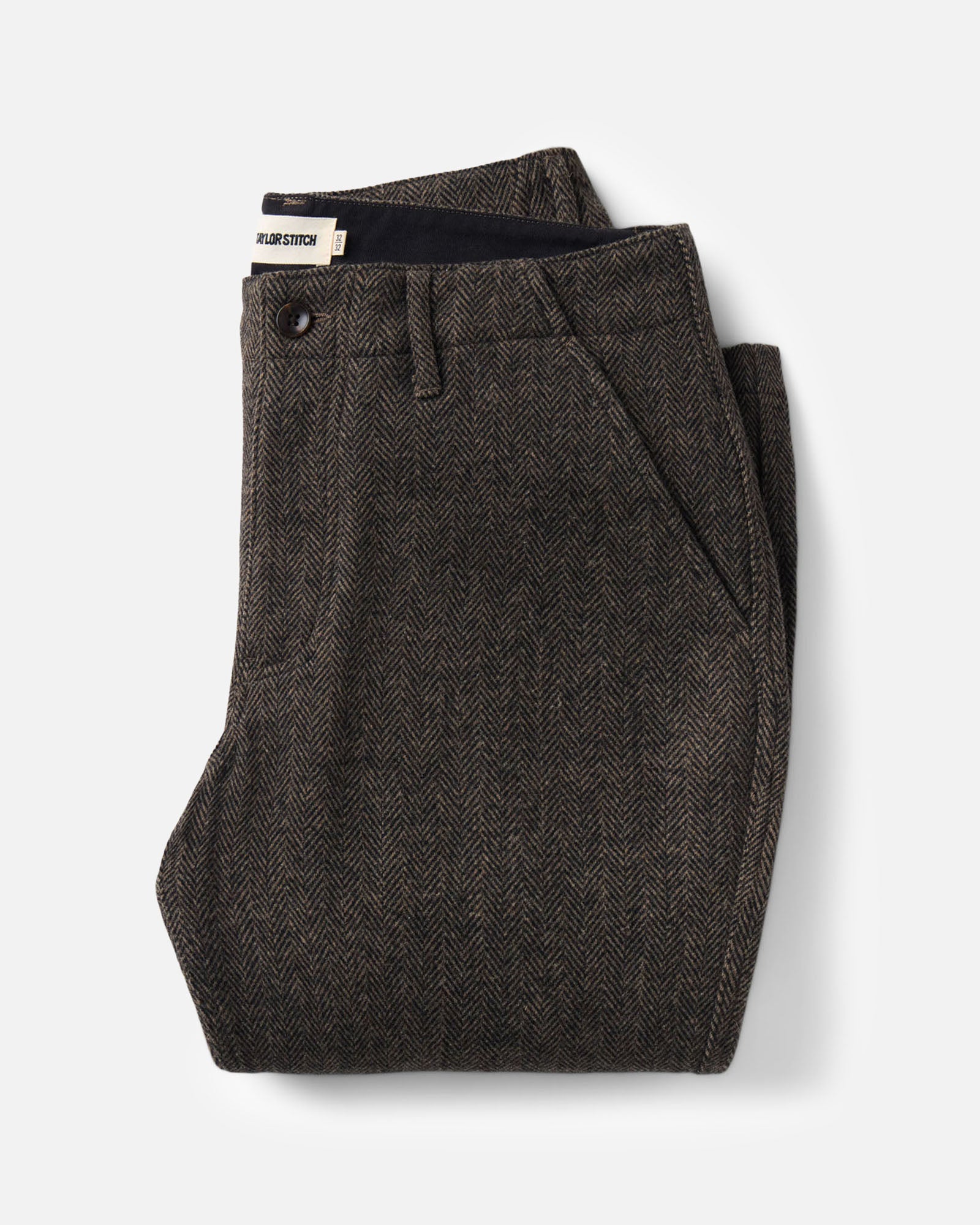 The Carnegie Pant in Walnut Herringbone Wool from Taylor Stitch