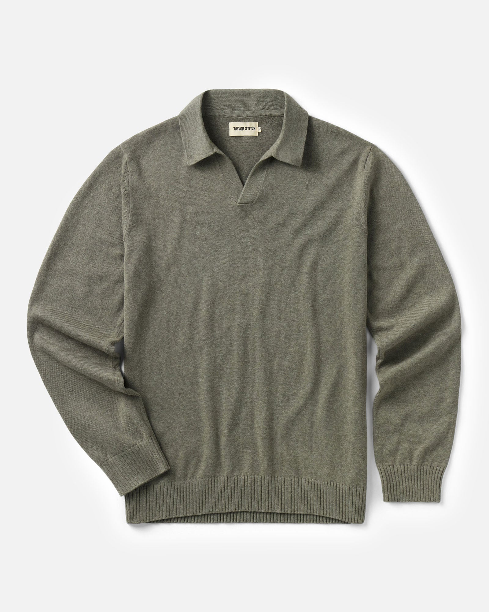 The Long Sleeve Valencia Sweater Polo in Olive from Taylor Stitch