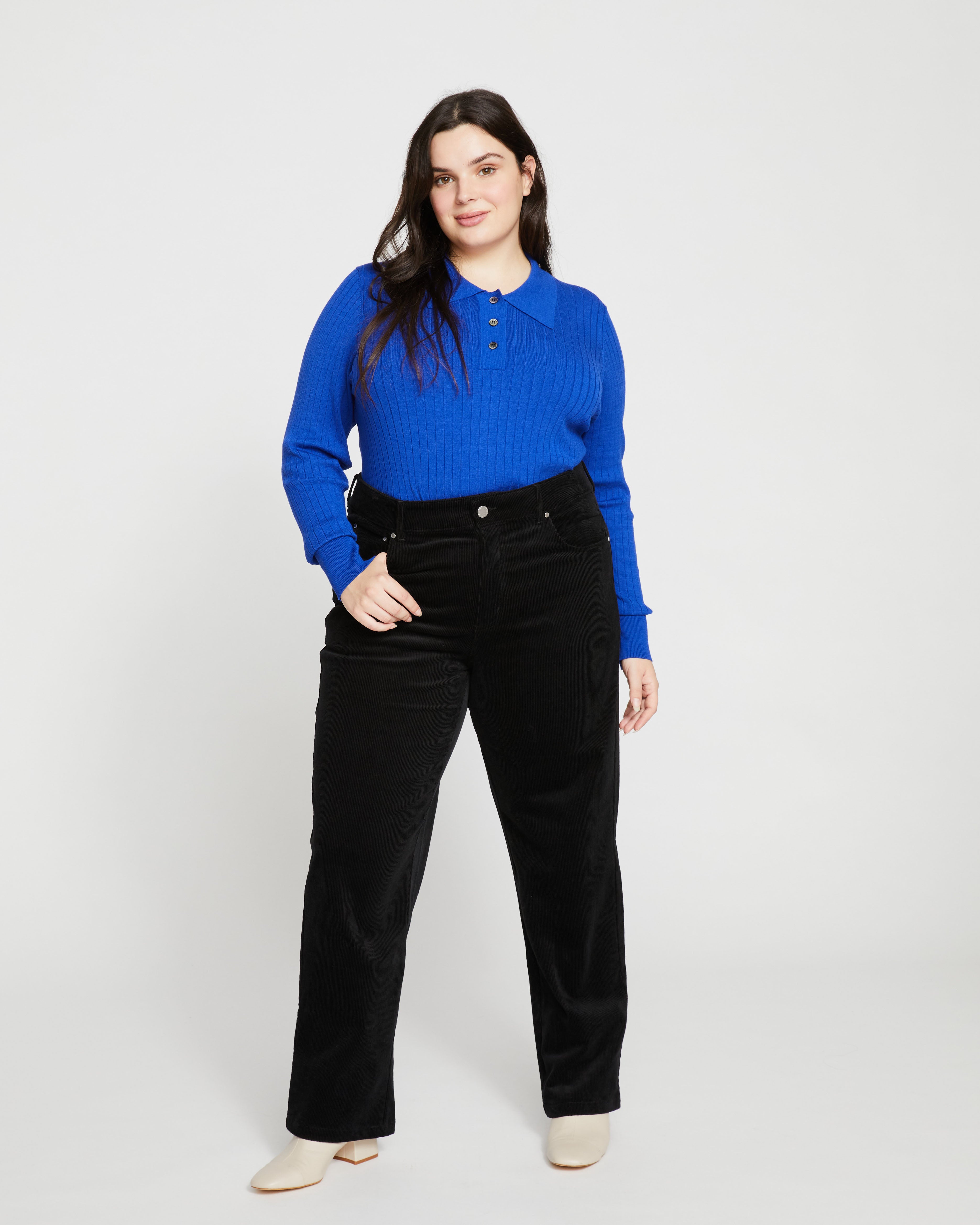 Cassidy High Rise Straight Corduroy Pants - Black from Universal Standard