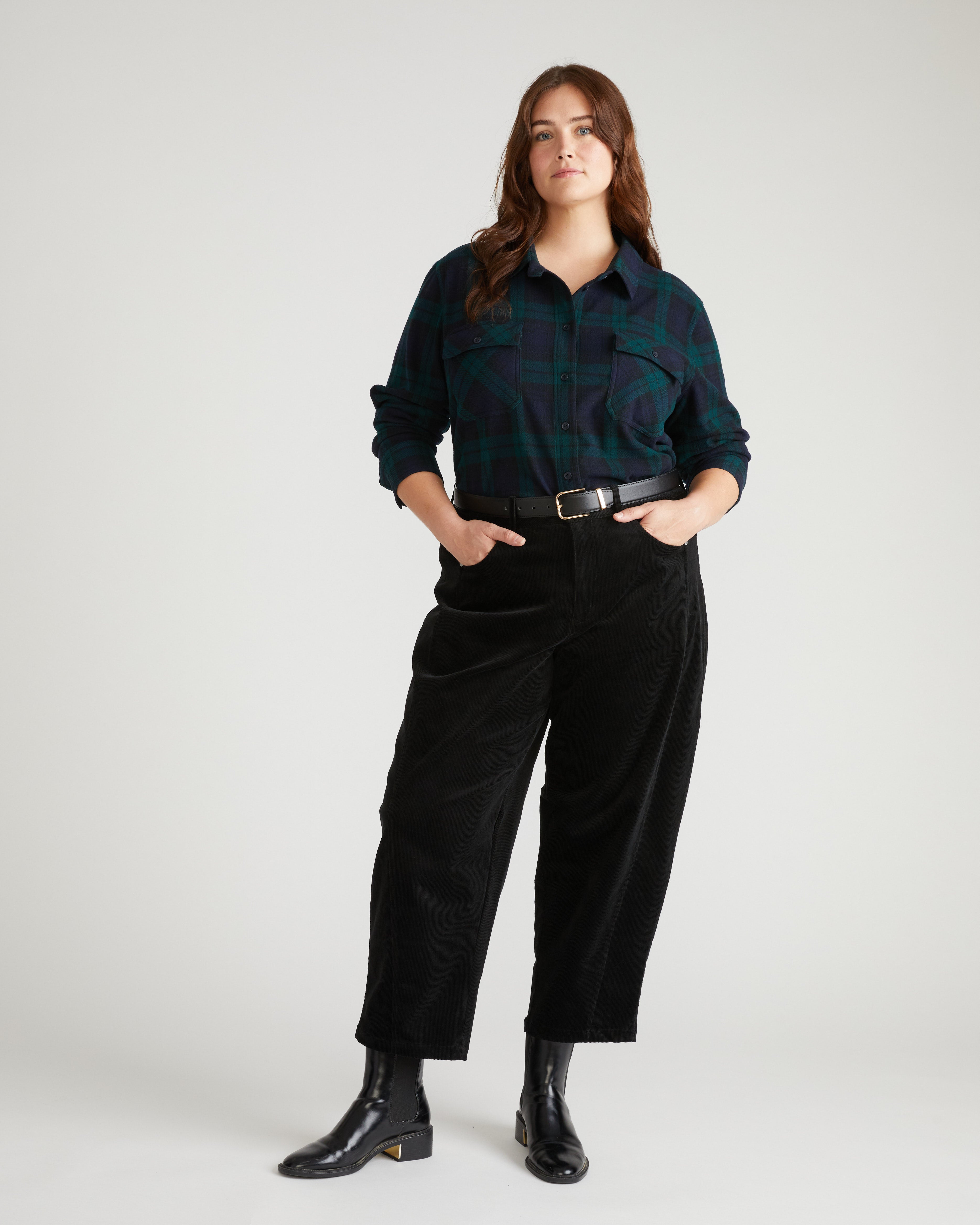 Dakota Twisted Leg Corduroy Pants - Black from Universal Standard