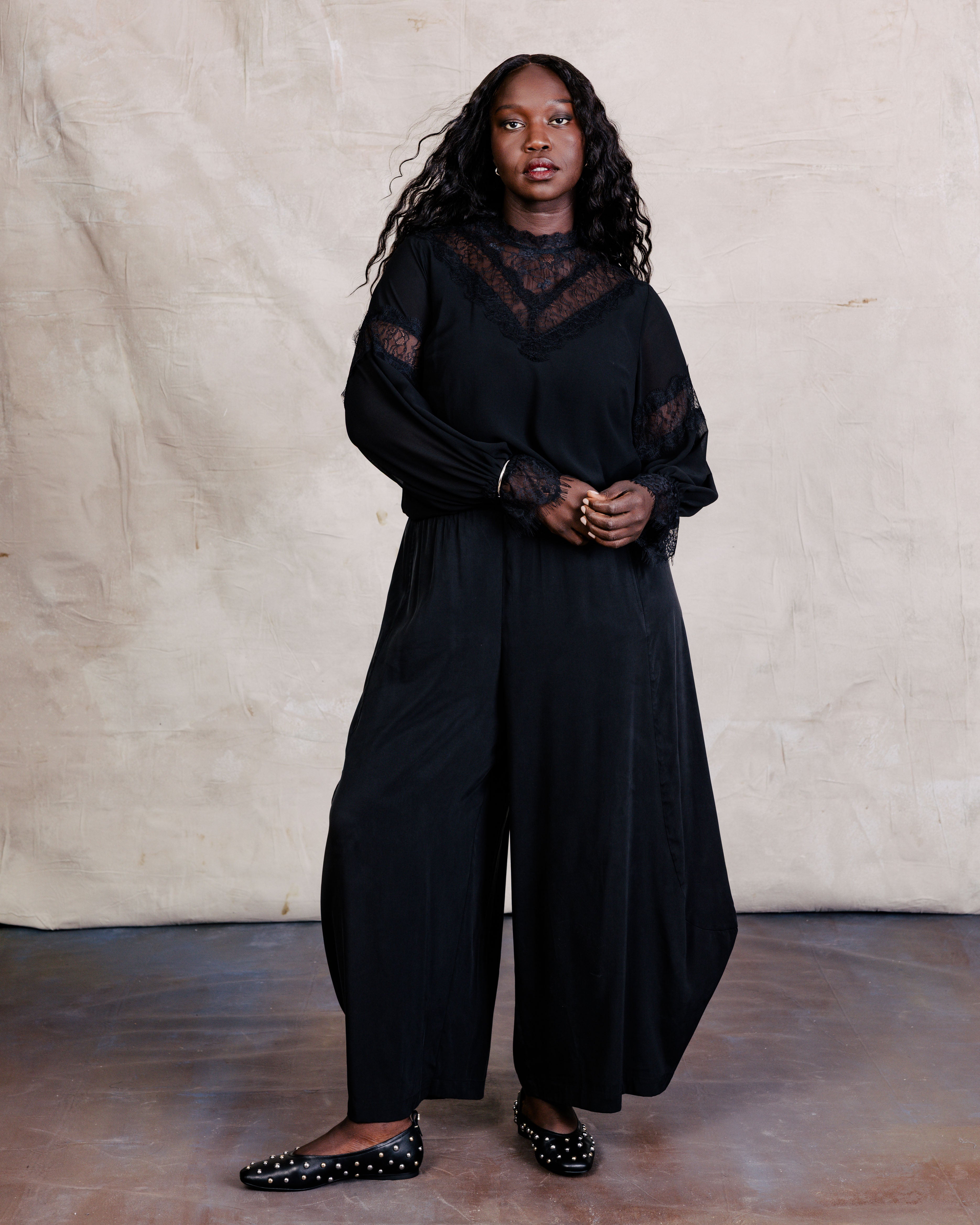 US x Lauren Chan Stretch Cupro Balloon Pants - Black from Universal Standard