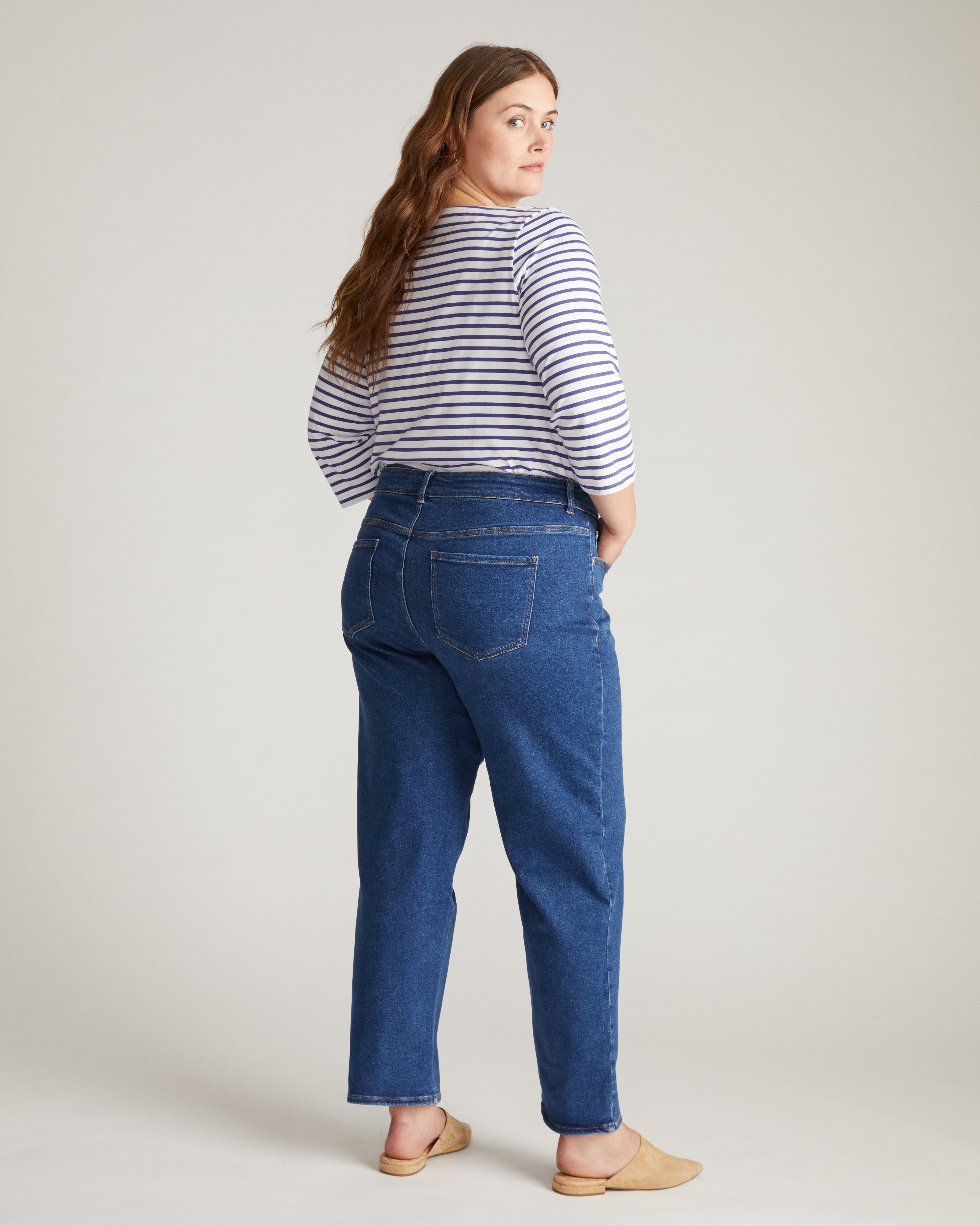 The Refined Etta High Rise Straight Leg Jeans 31 Inch - Aged Indigo from Universal Standard